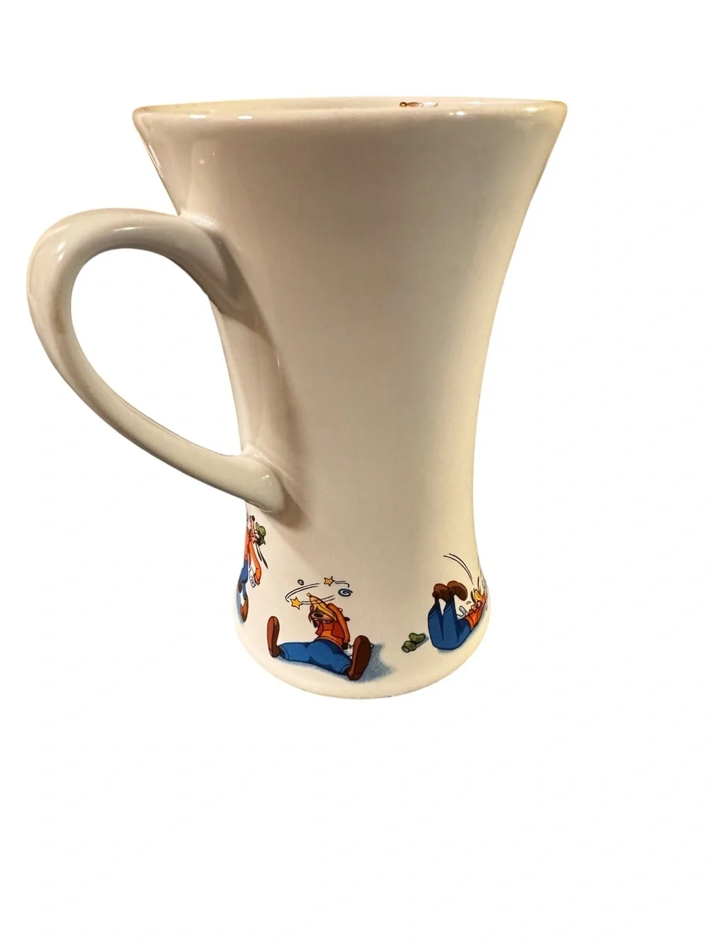 Vintage Disney store Goofy slipping on a banana peel.